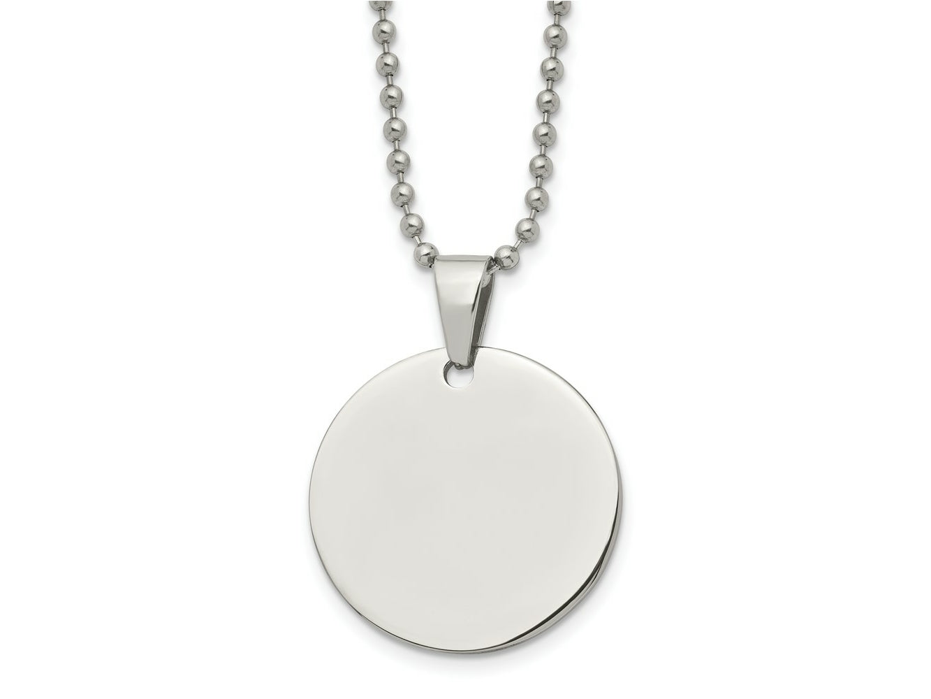 FJC Finejewelers Stainless Steel Ball Brushed and Round 2mm Dog Tag 24in Necklace 24 Inches x 28.51 mm