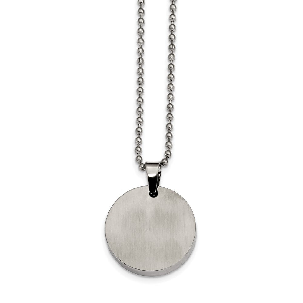 FJC Finejewelers Stainless Steel Brushed and Polished Round 4mm Dog Tag 24in Necklace 24 Inches x 28.5 mm