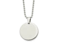 FJC Finejewelers Stainless Steel Brushed and Polished Round 4mm Dog Tag 24in Necklace 24 Inches x 28.5 mm