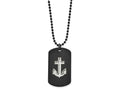FJC Finejewelers Stainless Steel Black IP-plated Anchor Dog Tag 22in Necklace 22 Inches x 25.9 mm