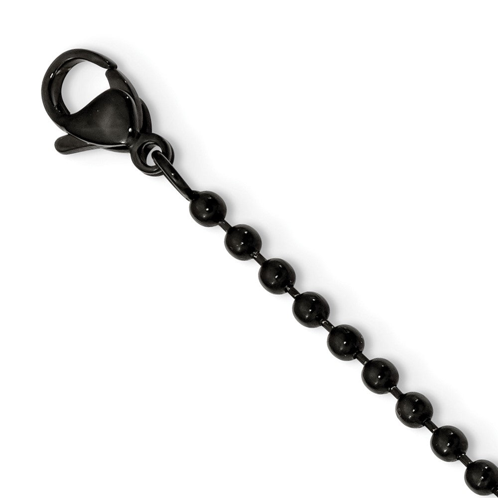 FJC Finejewelers Stainless Steel Brushed and Black IP-plated Cross 24in Necklace 24 Inches x 28 mm