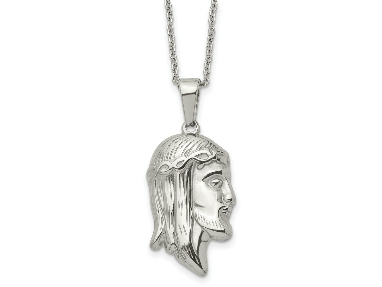 FJC Finejewelers Stainless Steel Polished Jesus Silhouette 22in Necklace 22 Inches x 25.28 mm