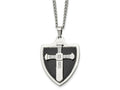 FJC Finejewelers Stainless Steel Black IP-plated with CZ Cross Shield 24in Necklace 24 Inches x 28 mm