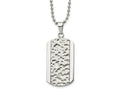 FJC Finejewelers Stainless Steel Polished and Hammered with CZ Dog Tag Necklace 22 Inches x 21.91 mm