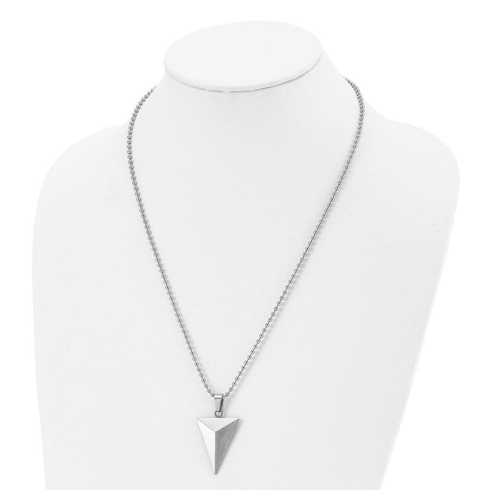 FJC Finejewelers Stainless Steel Ball Brushed Triangle Necklace 22 Inches x 24.45 mm