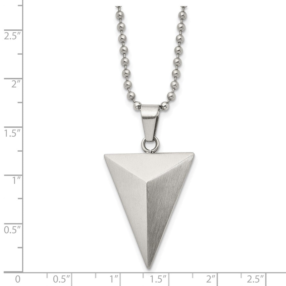 FJC Finejewelers Stainless Steel Ball Brushed Triangle Necklace 22 Inches x 24.45 mm