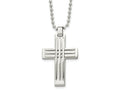 FJC Finejewelers Stainless Steel Ball Polished Cross 22in Necklace 22 Inches x 27 mm