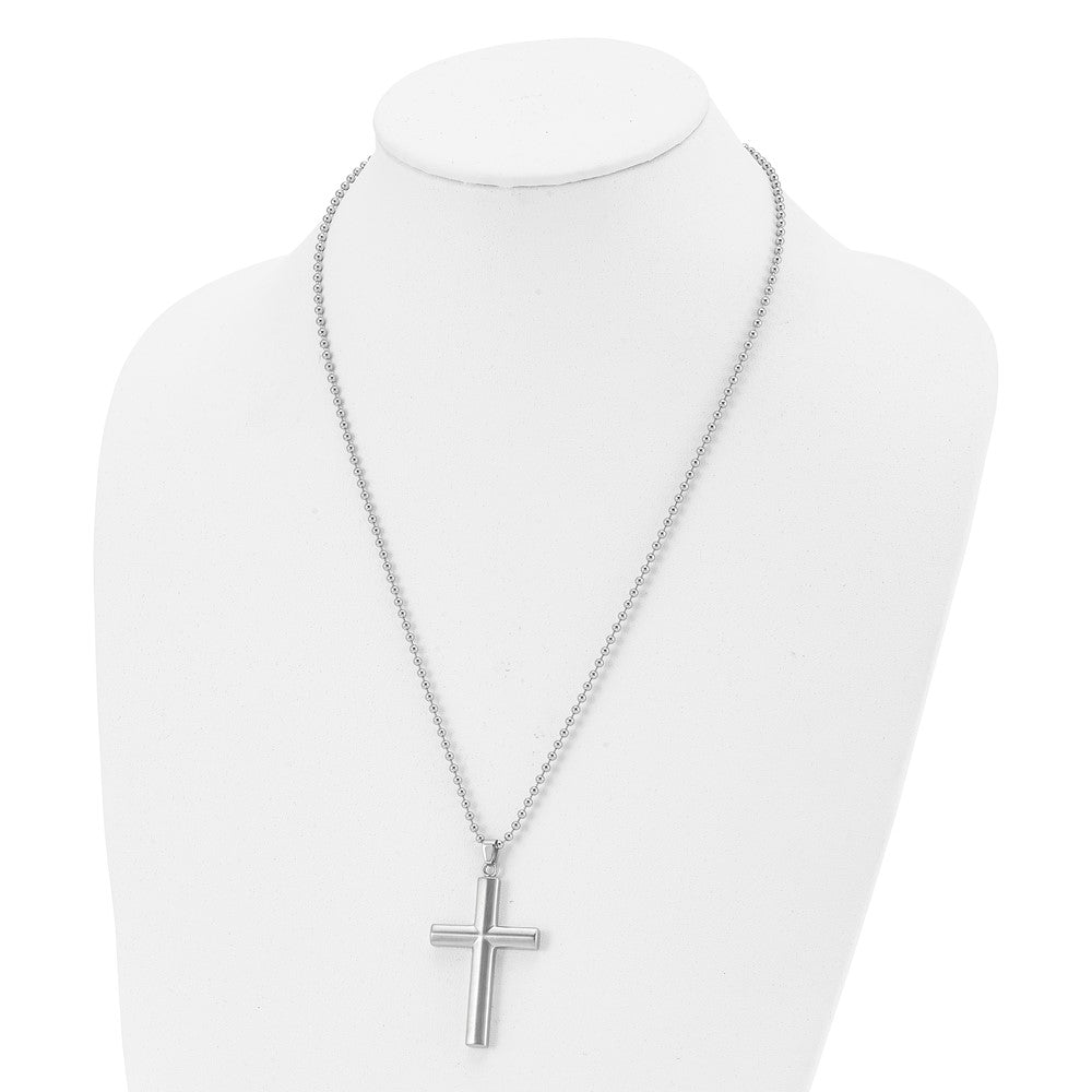 FJC Finejewelers Stainless Steel Brushed and Cross 22in Necklace 22 Inches x 28 mm