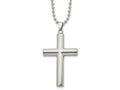FJC Finejewelers Stainless Steel Brushed and Cross 22in Necklace 22 Inches x 28 mm