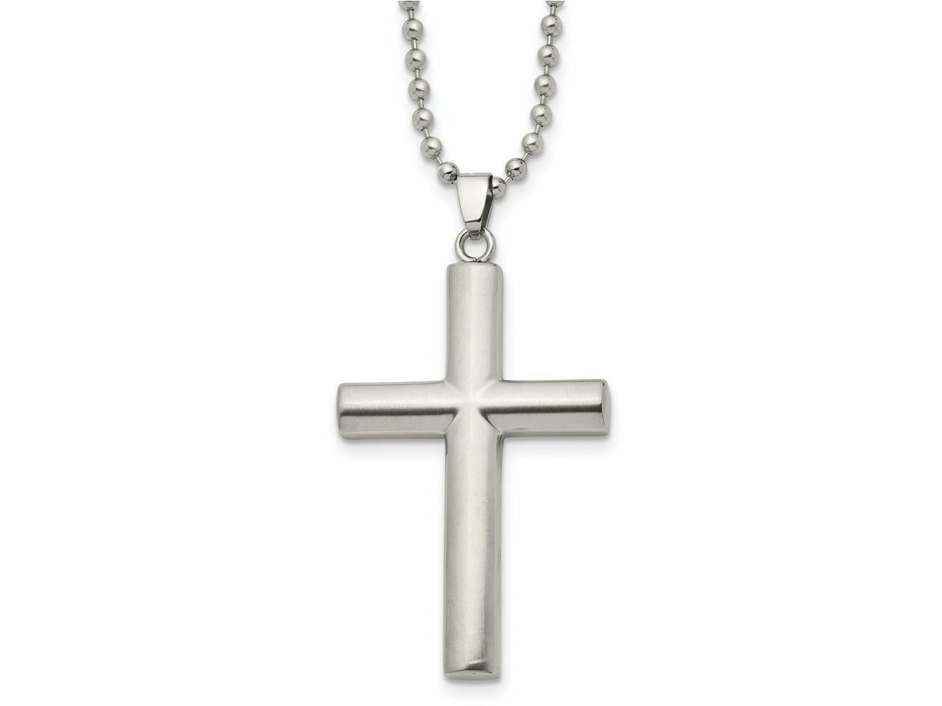 FJC Finejewelers Stainless Steel Brushed and Cross 22in Necklace 22 Inches x 28 mm