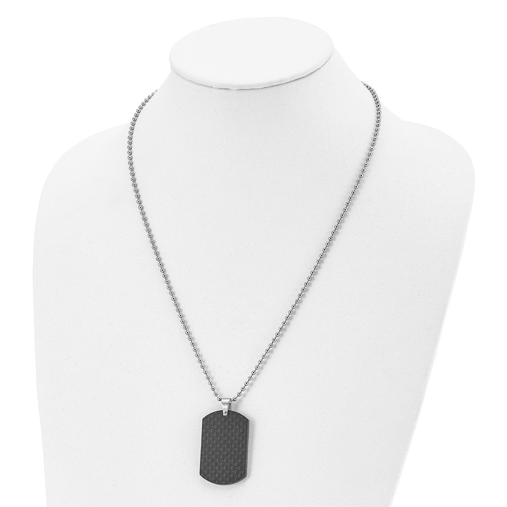 FJC Finejewelers Stainless Steel Ball Brushed Black Solid Carbon Fiber Dog Tag Necklace 22 Inches x 25.16 mm