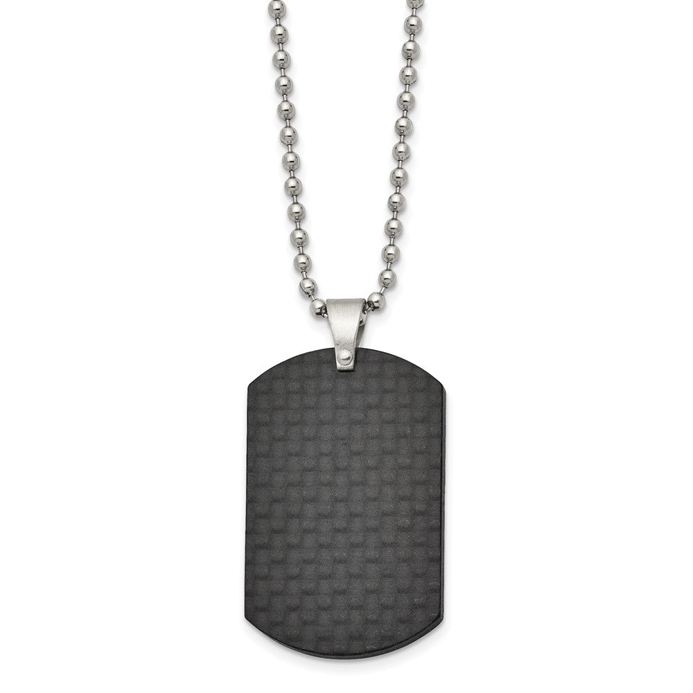 FJC Finejewelers Stainless Steel Ball Brushed Black Solid Carbon Fiber Dog Tag Necklace 22 Inches x 25.16 mm