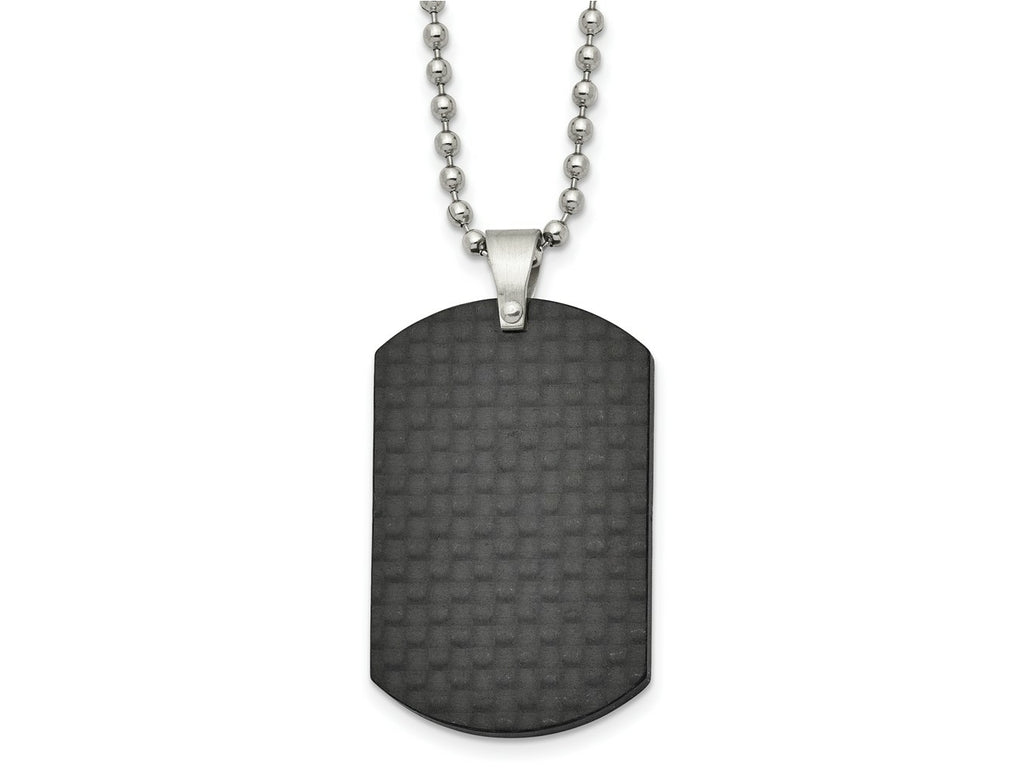 FJC Finejewelers Stainless Steel Ball Brushed Black Solid Carbon Fiber Dog Tag Necklace 22 Inches x 25.16 mm