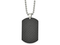 FJC Finejewelers Stainless Steel Ball Brushed Black Solid Carbon Fiber Dog Tag Necklace 22 Inches x 25.16 mm