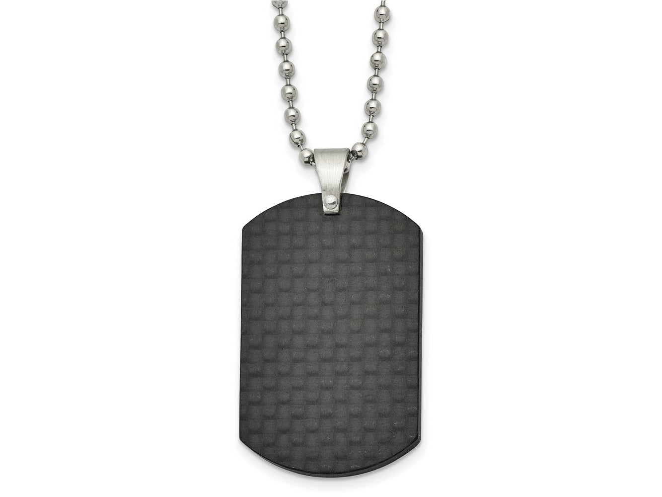 FJC Finejewelers Stainless Steel Ball Brushed Black Solid Carbon Fiber Dog Tag Necklace 22 Inches x 25.16 mm