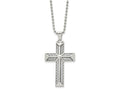 FJC Finejewelers Stainless Steel Ball with Grey Carbon Fiber Inlay Cross 24in Necklace 24 Inches x 32 mm