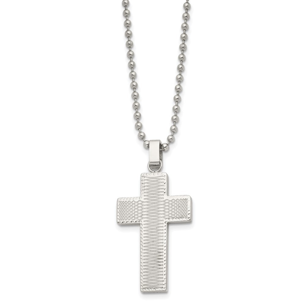 FJC Finejewelers Stainless Steel Polished Laser cut Cross 22in Necklace 22 Inches x 21 mm