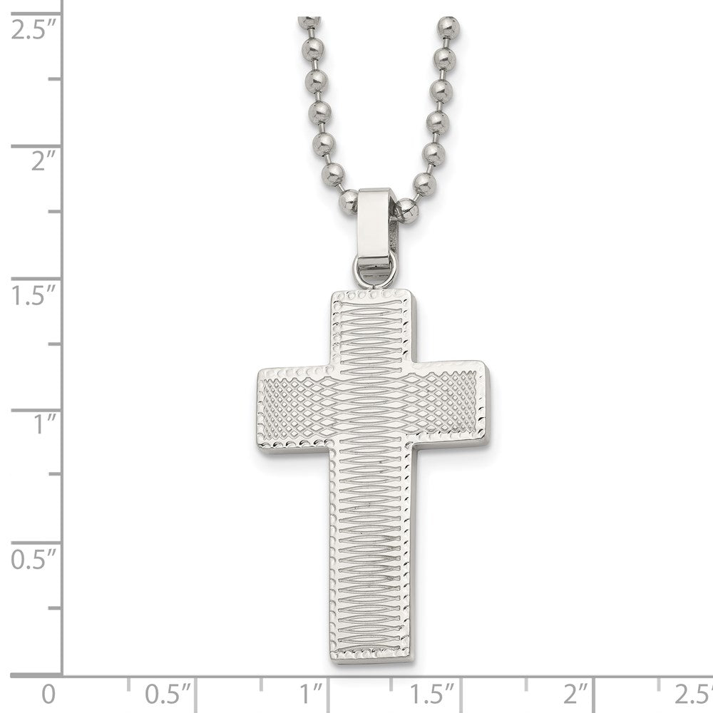 FJC Finejewelers Stainless Steel Polished Laser cut Cross 22in Necklace 22 Inches x 21 mm