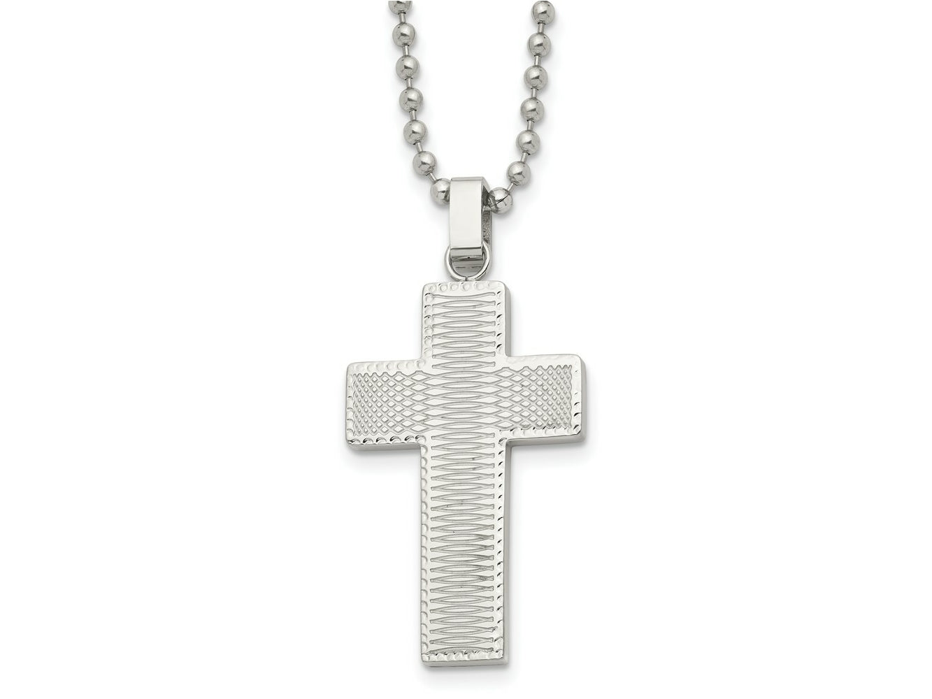 FJC Finejewelers Stainless Steel Polished Laser cut Cross 22in Necklace 22 Inches x 21 mm