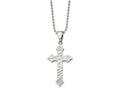 FJC Finejewelers Stainless Steel Ball and Satin Hammered with CZ Cross Necklace 22 Inches x 26 mm