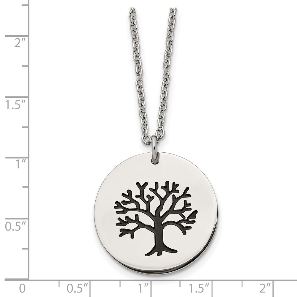 FJC Finejewelers Stainless Steel Polished and Enameled Family Tree of Life Necklace 22 Inches x 25.03 mm