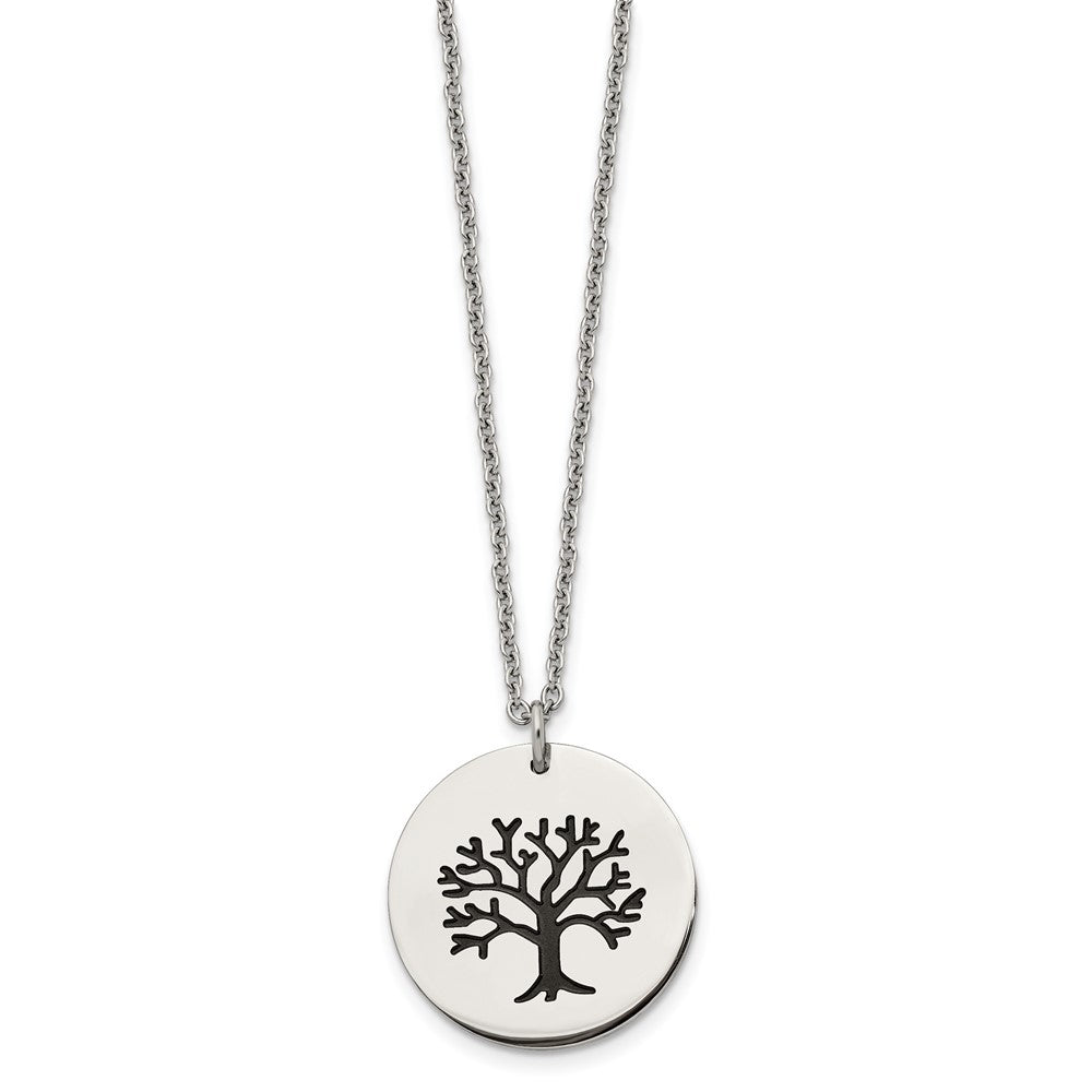 FJC Finejewelers Stainless Steel Polished and Enameled Family Tree of Life Necklace 22 Inches x 25.03 mm