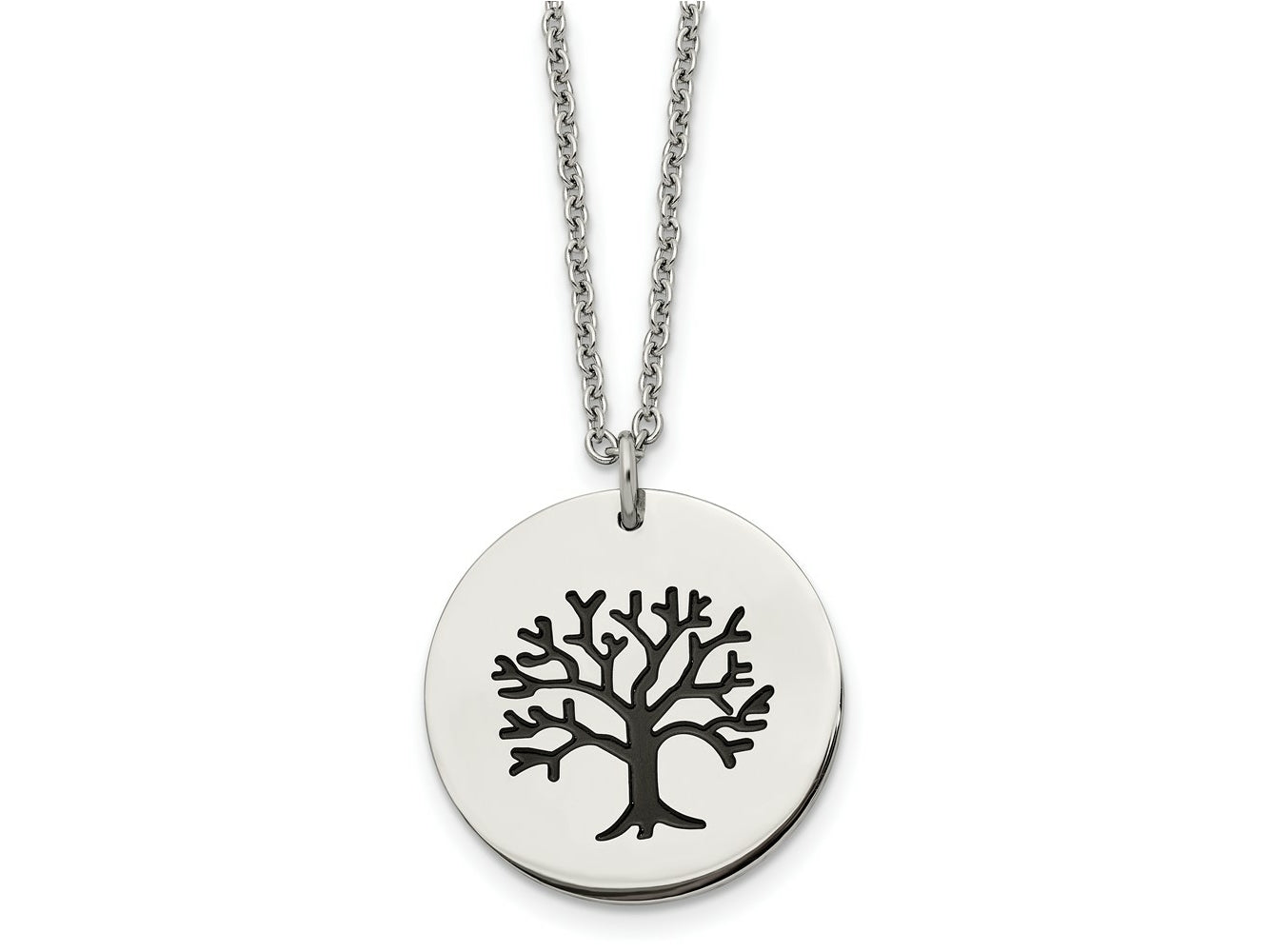 FJC Finejewelers Stainless Steel Polished and Enameled Family Tree of Life Necklace 22 Inches x 25.03 mm