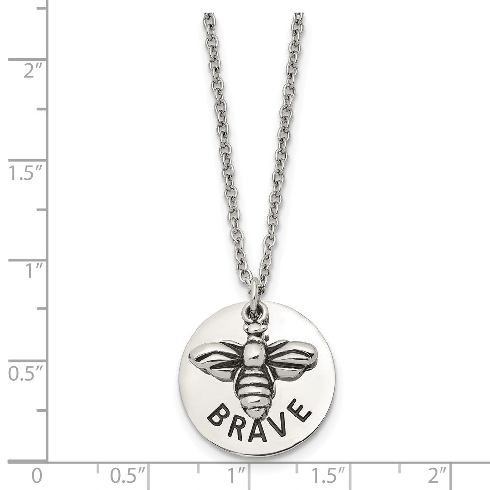 FJC Finejewelers Stainless Steel Cable and Enameled Bumble Bee BRAVE Necklace 22 Inches x 22.07 mm