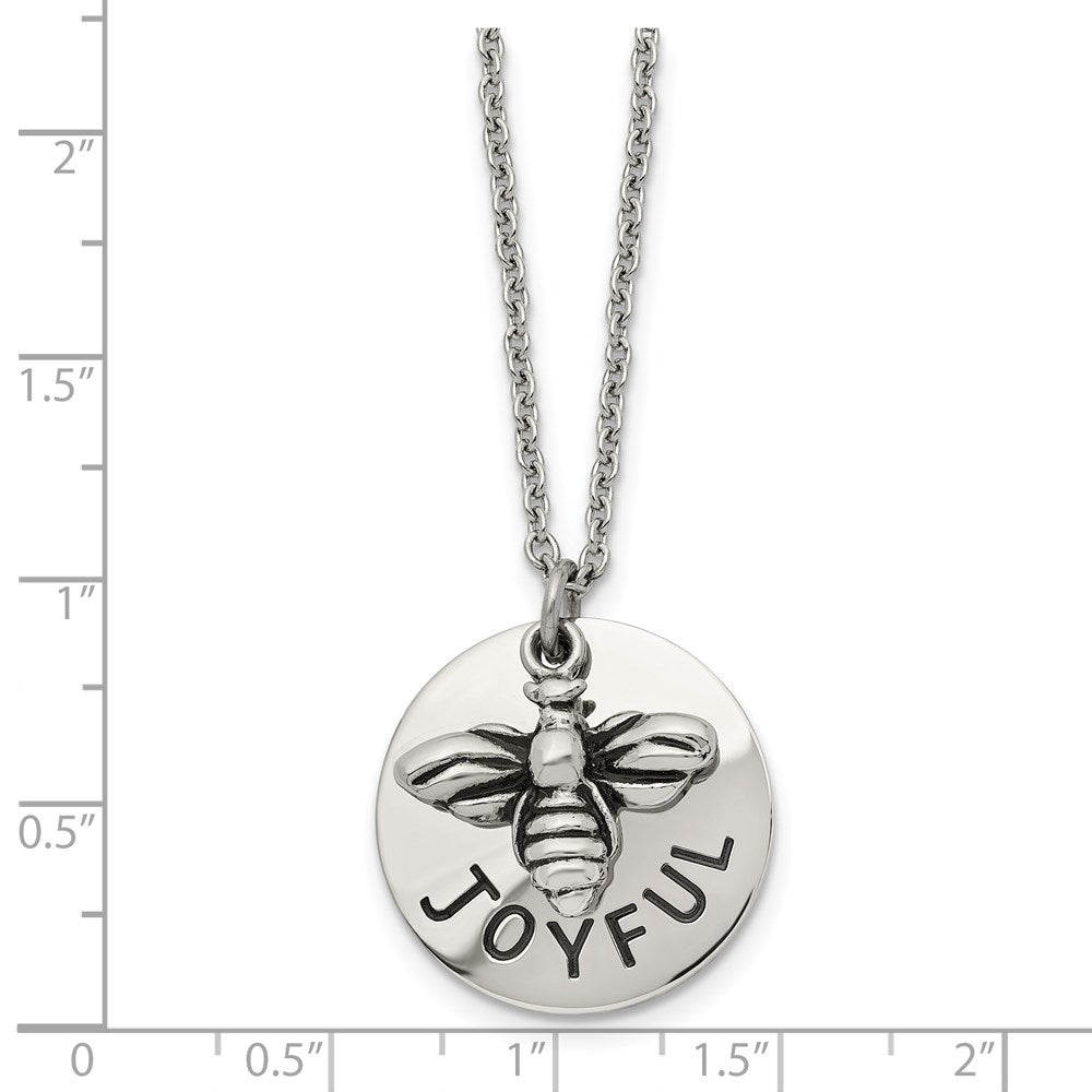 FJC Finejewelers Stainless Steel and Enameled Bumble Bee JOYFUL Necklace 22 Inches x 21.97 mm