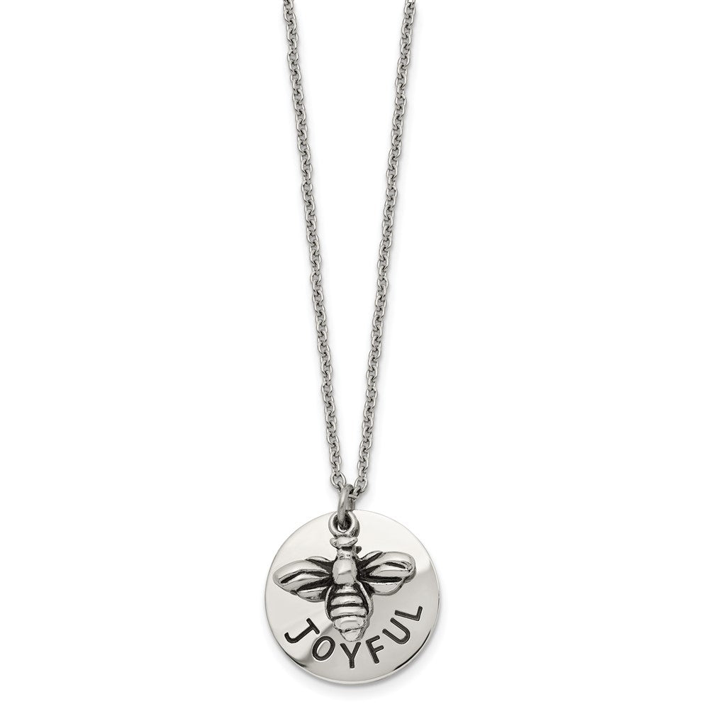 FJC Finejewelers Stainless Steel and Enameled Bumble Bee JOYFUL Necklace 22 Inches x 21.97 mm