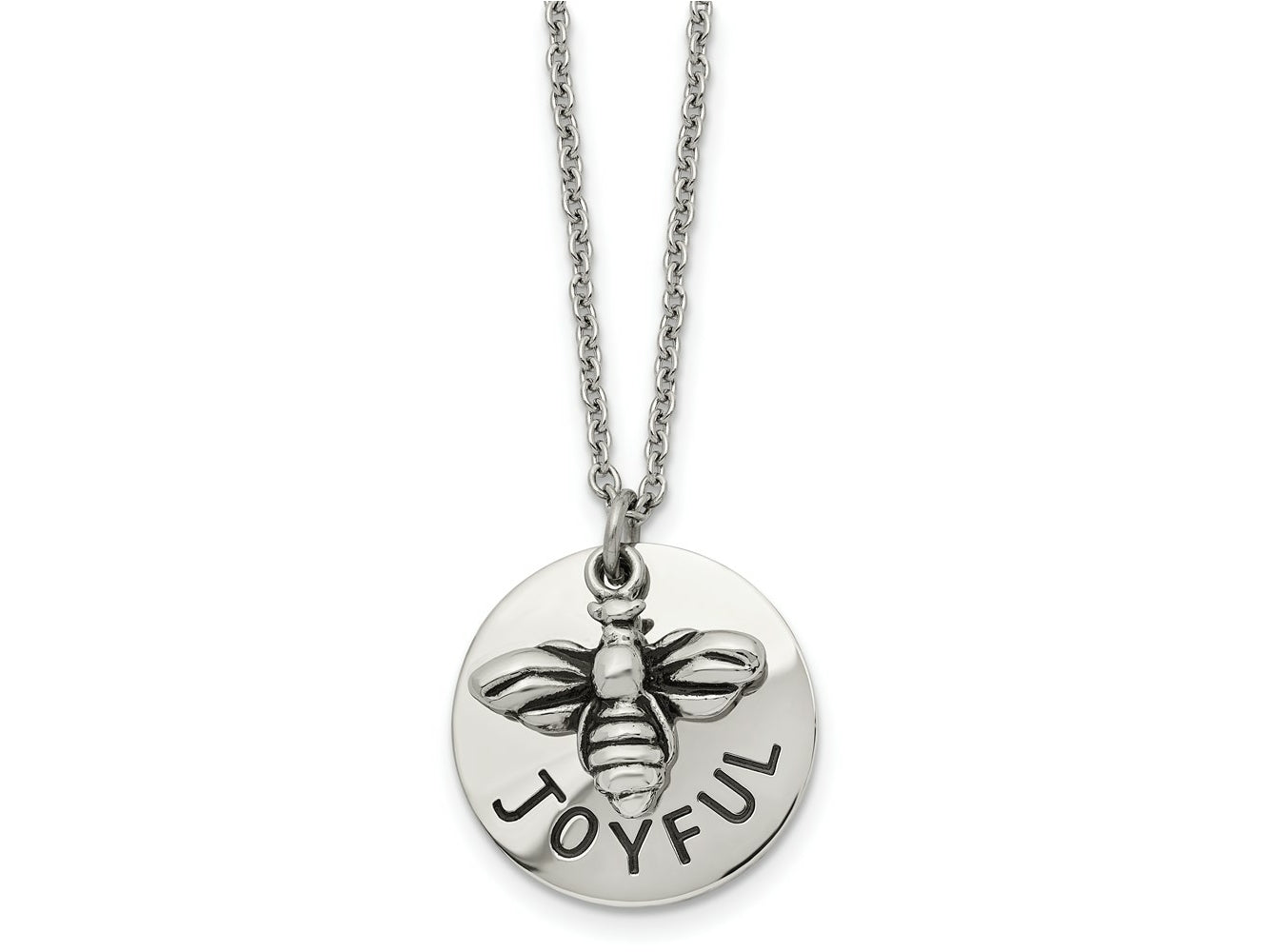 FJC Finejewelers Stainless Steel and Enameled Bumble Bee JOYFUL Necklace 22 Inches x 21.97 mm