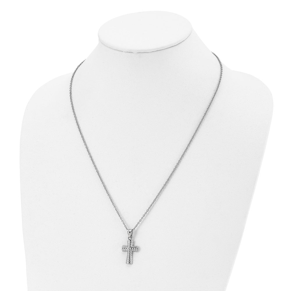 FJC Finejewelers Stainless Steel Cable and Textured Cross Necklace 22 Inches x 15 mm