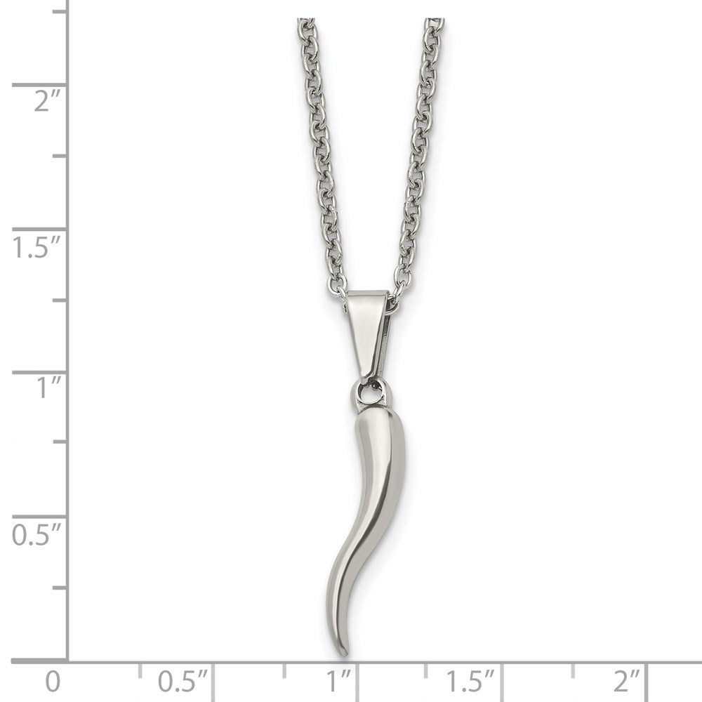 FJC Finejewelers Stainless Steel Polished Italian Horn 22in Necklace 22 Inches x 4.17 mm