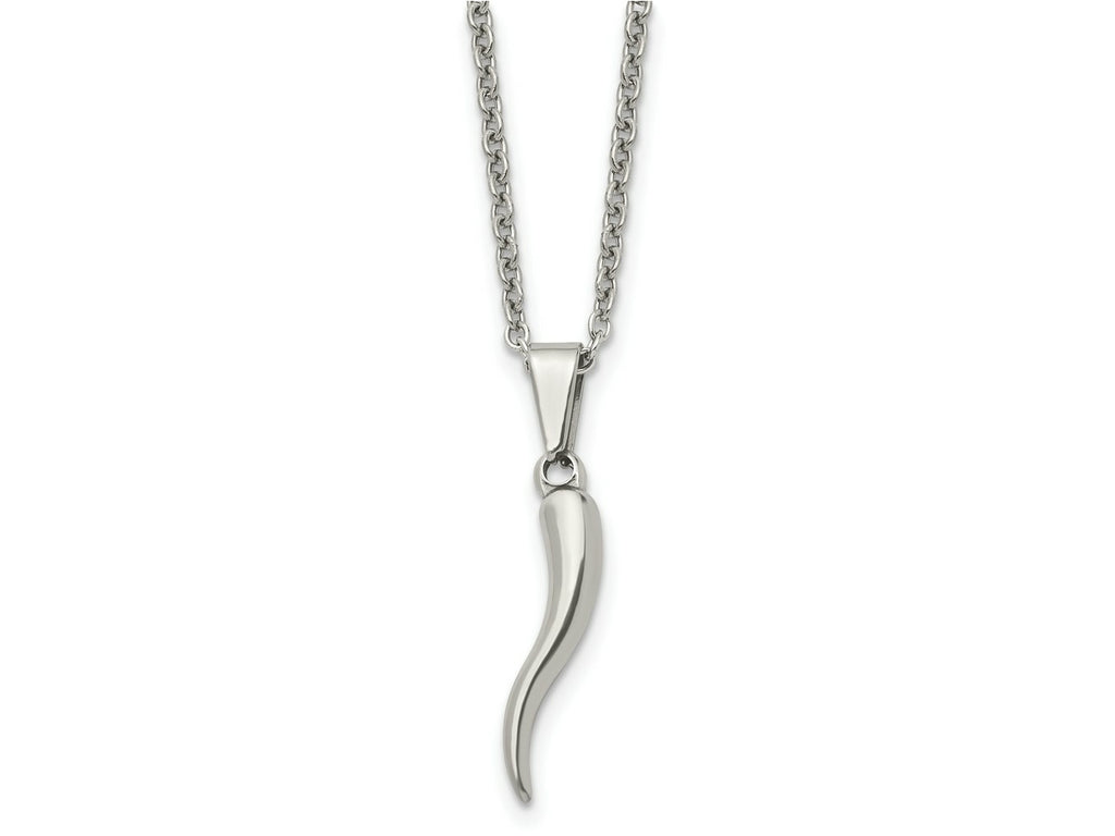 FJC Finejewelers Stainless Steel Polished Italian Horn 22in Necklace 22 Inches x 4.17 mm