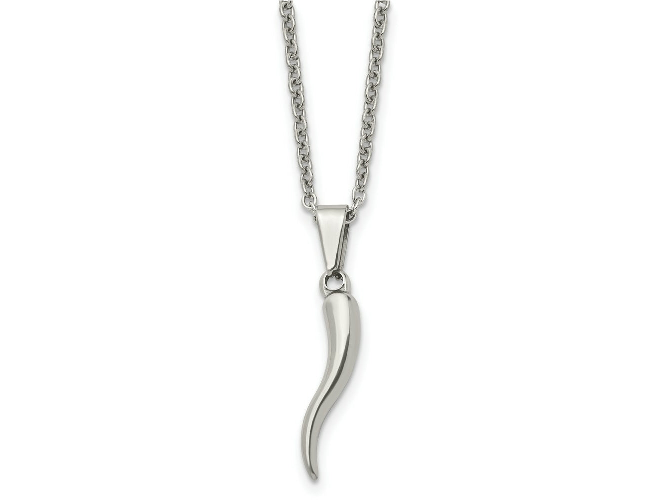 FJC Finejewelers Stainless Steel Polished Italian Horn 22in Necklace 22 Inches x 4.17 mm