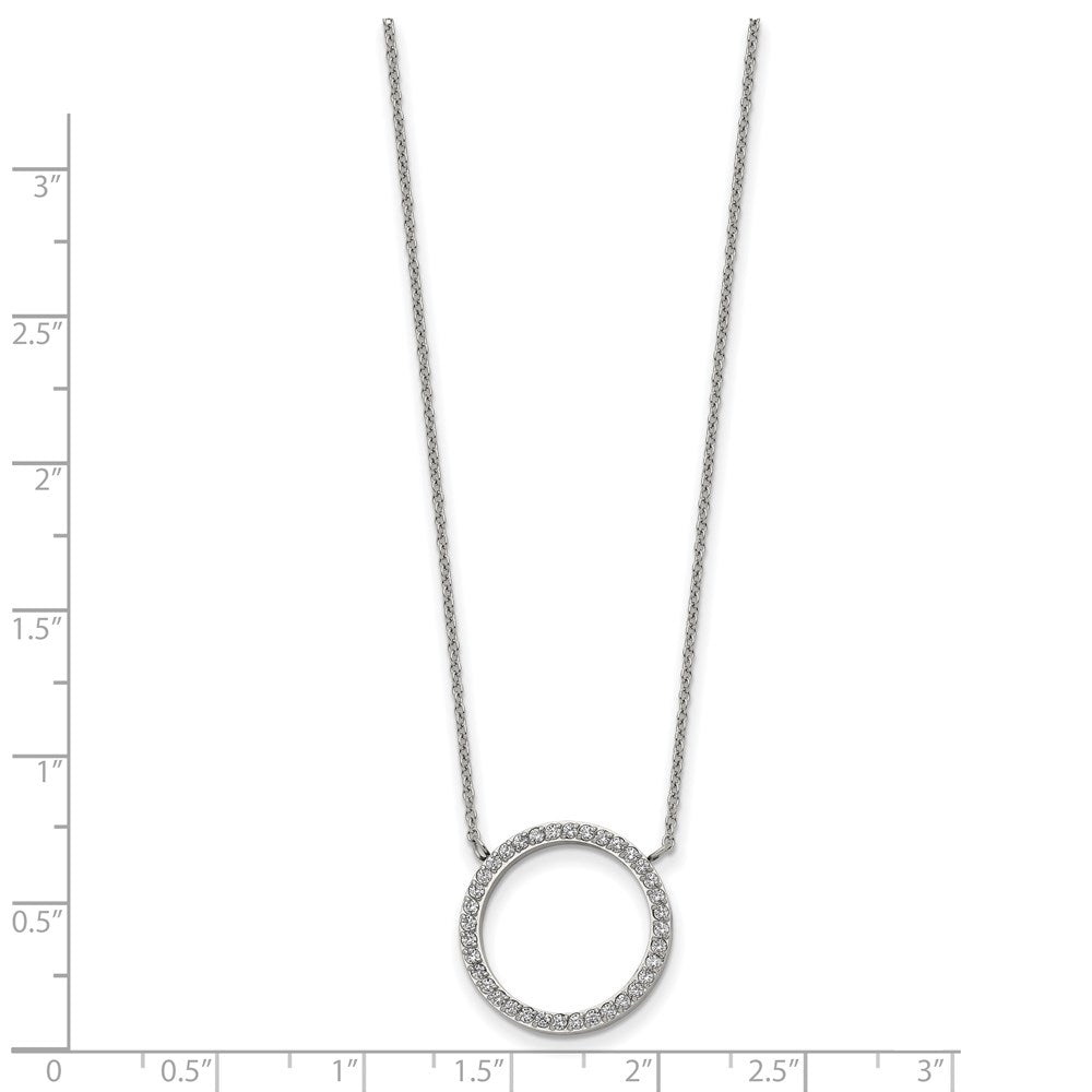 FJC Finejewelers Stainless Steel Cable with CZ Circle 17in with 2.5in ext Necklace 17 Inches x 18.33 mm