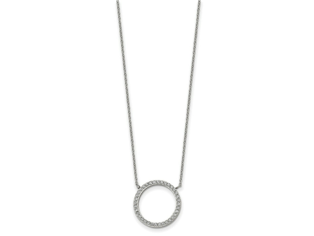 FJC Finejewelers Stainless Steel Cable with CZ Circle 17in with 2.5in ext Necklace 17 Inches x 18.33 mm