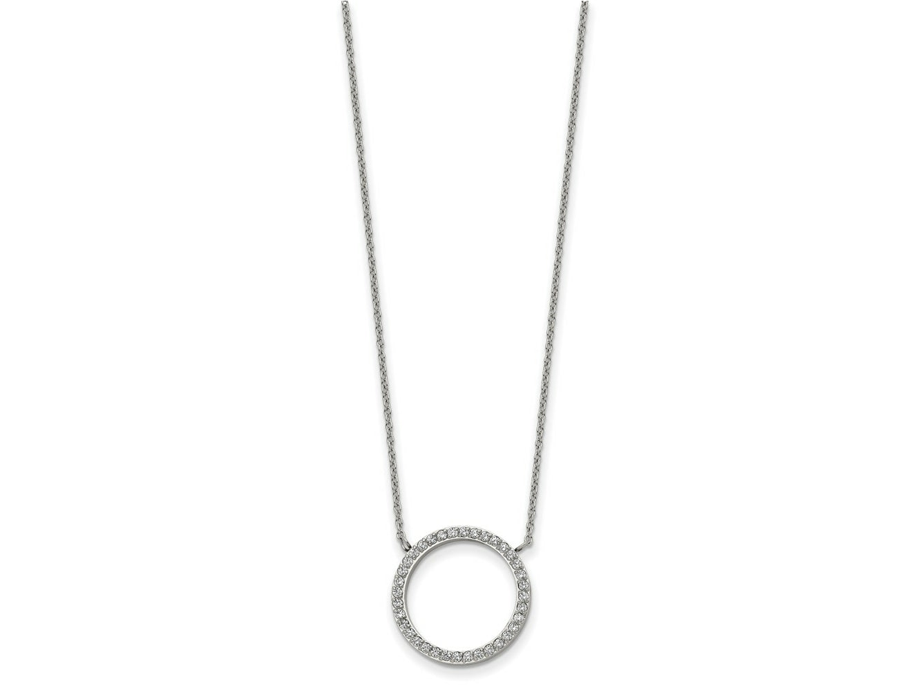 FJC Finejewelers Stainless Steel Cable with CZ Circle 17in with 2.5in ext Necklace 17 Inches x 18.33 mm