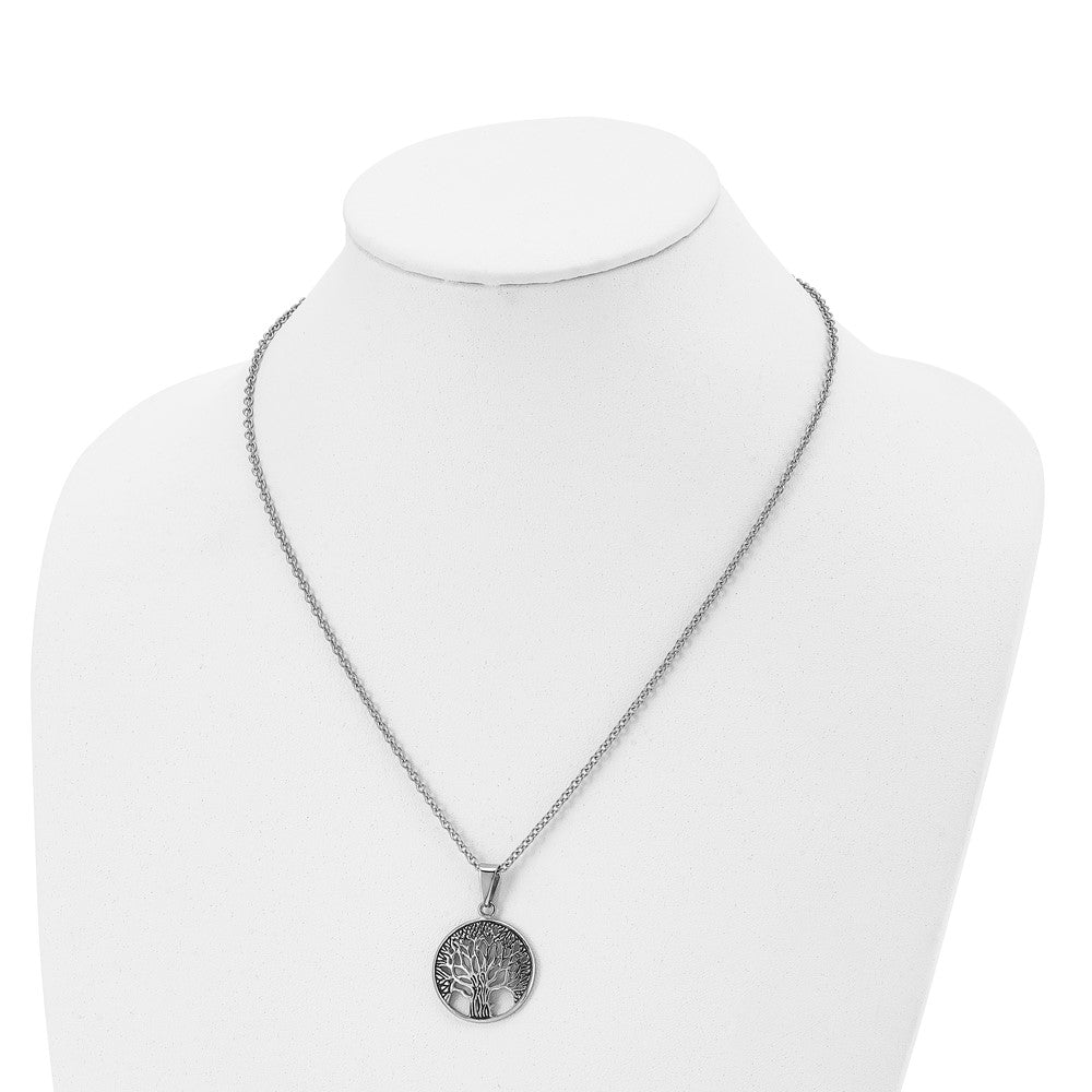 FJC Finejewelers Stainless Steel Cable Antiqued and Tree of Life 20in Necklace 20 Inches x 24.59 mm