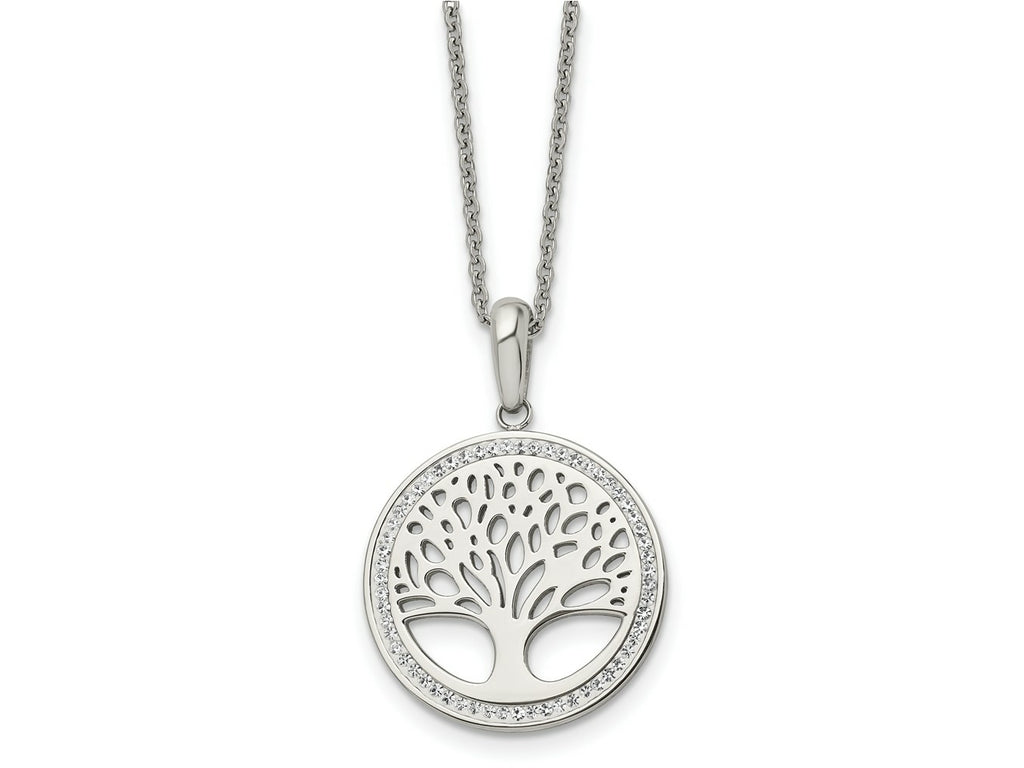 FJC Finejewelers Stainless Steel with Preciosa Crystal Tree of Life with 2in ext Necklace 16 Inches x 23.95 mm