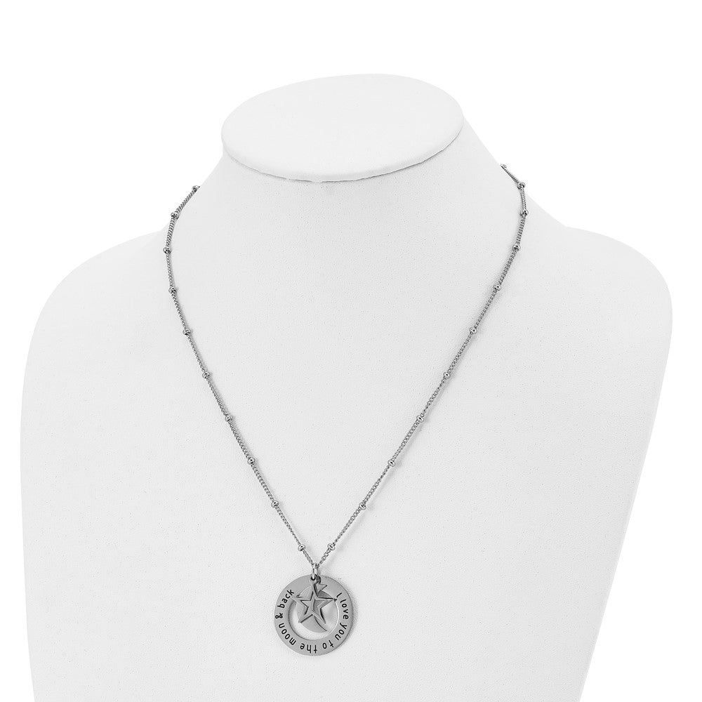 FJC Finejewelers Stainless Steel Polished Enameled I LOVE YOU TO THE MOON Necklace 20 Inches x 29.55 mm