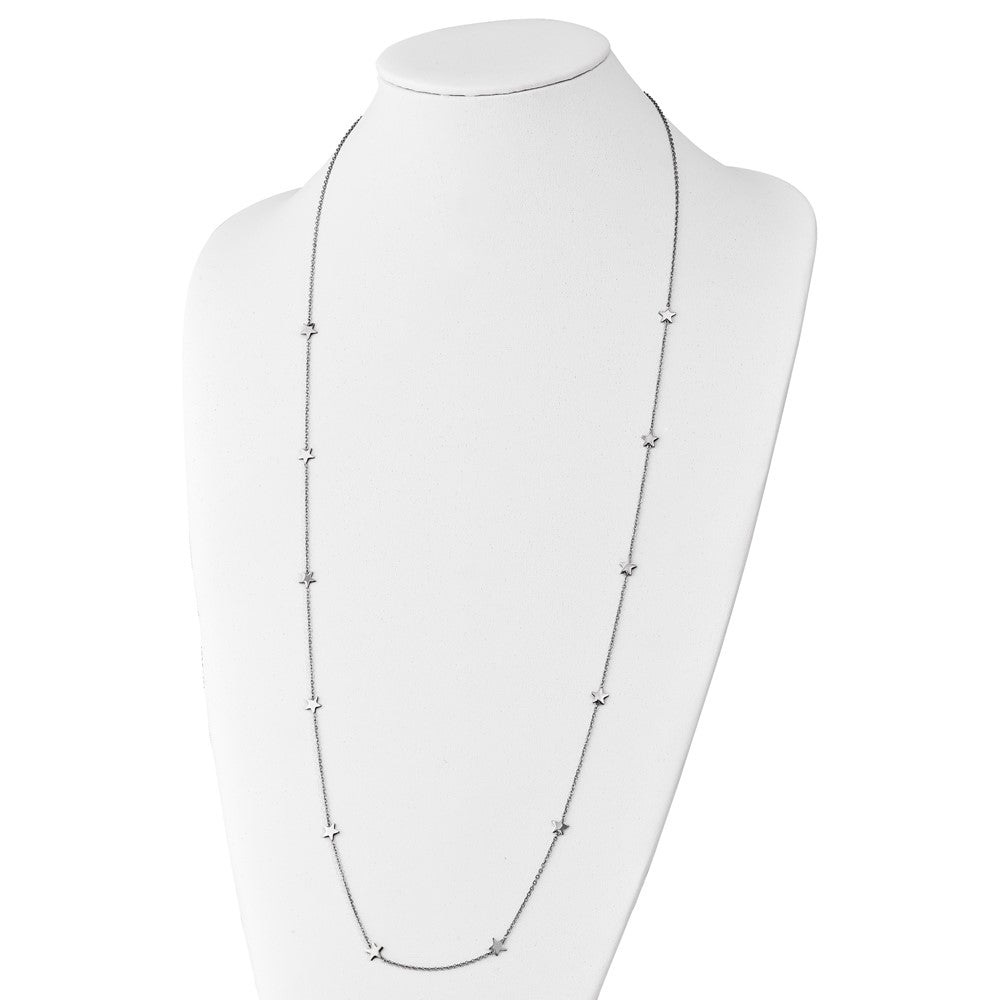 FJC Finejewelers Stainless Steel Cable Polished Stars Necklace 35 Inches x 8.77 mm