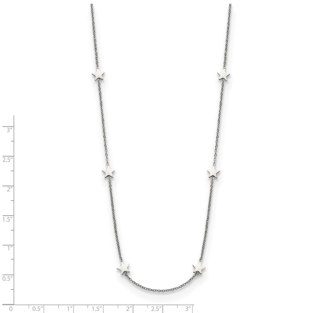 FJC Finejewelers Stainless Steel Cable Polished Stars Necklace 35 Inches x 8.77 mm