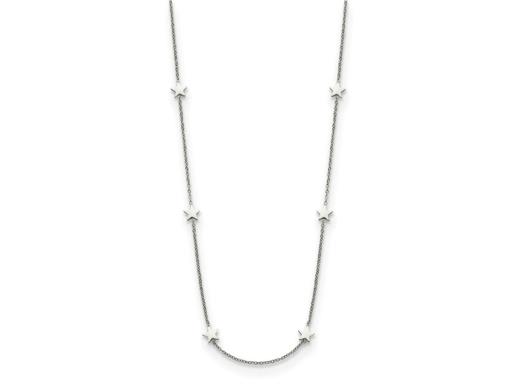 FJC Finejewelers Stainless Steel Cable Polished Stars Necklace 35 Inches x 8.77 mm