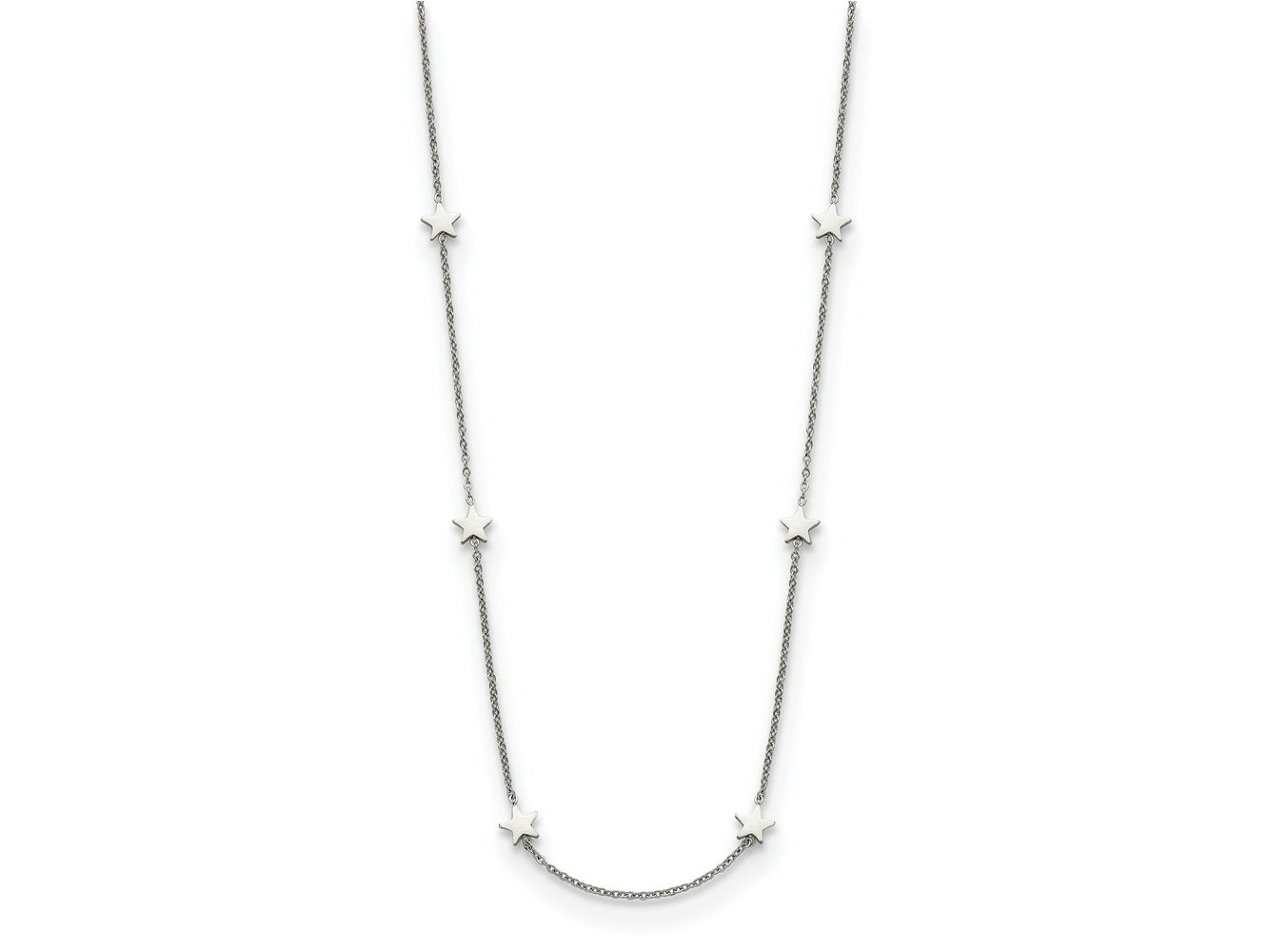 FJC Finejewelers Stainless Steel Cable Polished Stars Necklace 35 Inches x 8.77 mm