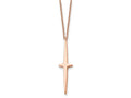 FJC Finejewelers Stainless Steel Cable Rose IP-plated Cross 2 in ext Necklace 16 Inches x 9 mm