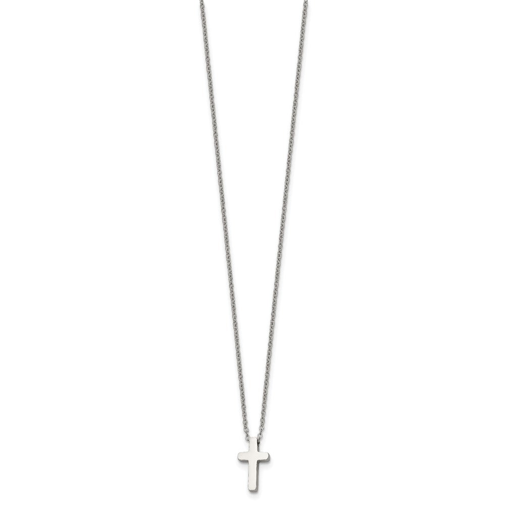 FJC Finejewelers Stainless Steel Cable Cross with 1 in ext Necklace 16 Inches x 8 mm