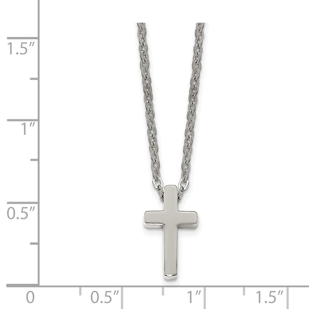 FJC Finejewelers Stainless Steel Cable Cross with 1 in ext Necklace 16 Inches x 8 mm