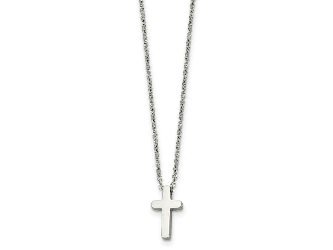 FJC Finejewelers Stainless Steel Cable Cross with 1 in ext Necklace 16 Inches x 8 mm