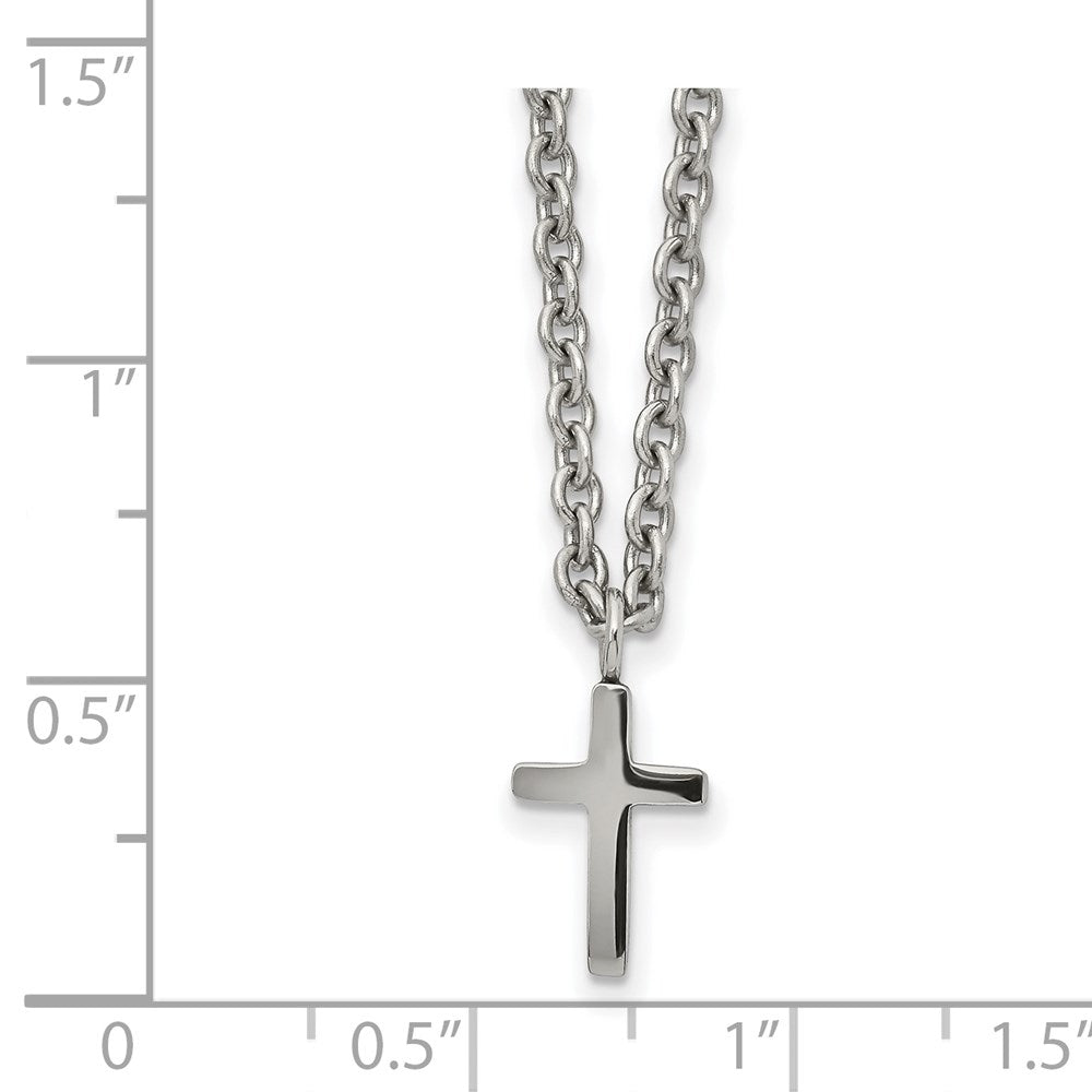 FJC Finejewelers Stainless Steel Polished Cross Necklace 18 Inches x 7 mm